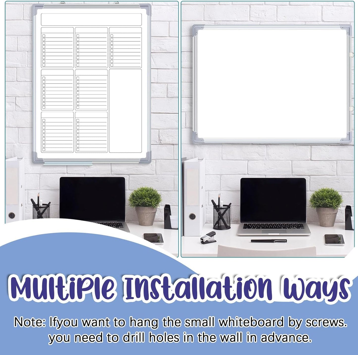Lincia Magnetic to Do List Whiteboard for Wall 24" x 18" Large Weekly Dry Erase Board, Hanging Double-Side White Board Calendar for Planning Drawing Memo Home Kitchen Office(White)