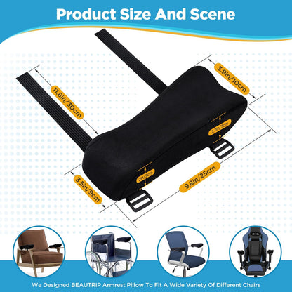 BEAUTRIP Ergonomic Armrest Pads- Office Chair Arm Rest Cover Pillow - Elbow Support Cushion for Computer, Gaming and Desk Chairs (Set of 2, Mesh Cover)