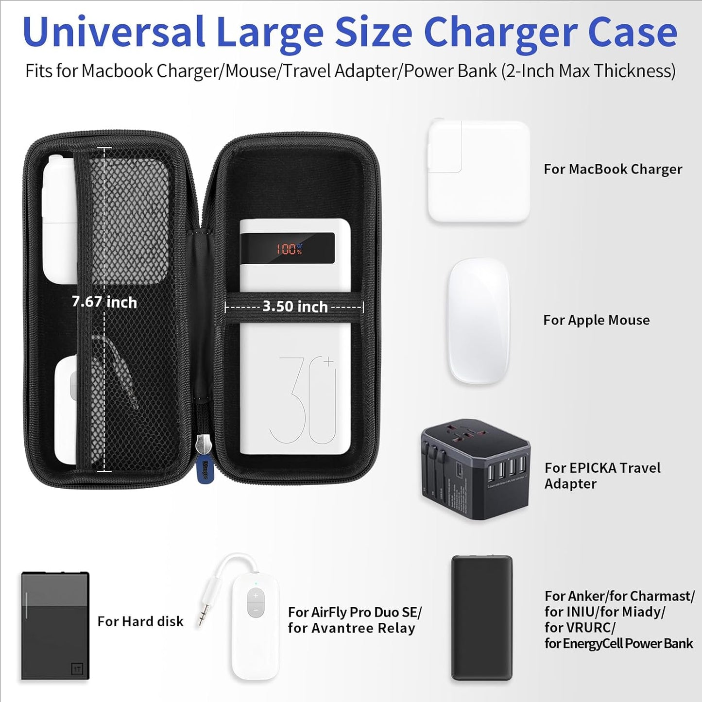 iMangoo Travel Essential Electronics Organizer Pouch Charger Case, Shockproof Dual Zipper Power Bank Cables Tech Accessories Purse, Men & Women Travel Must Have Storage Bag, 6.5x3.2x1 inch Rose Gold