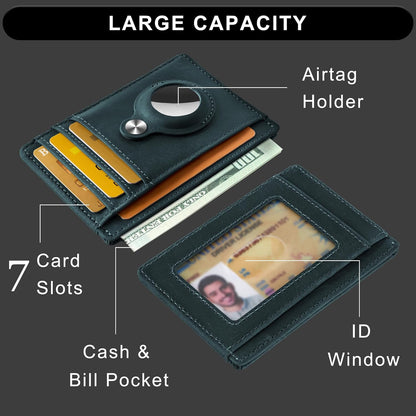Slim Minimalist Front Pocket Air Tag Wallet, RFID Blocking Card Holder Wallet with Airtag Holder