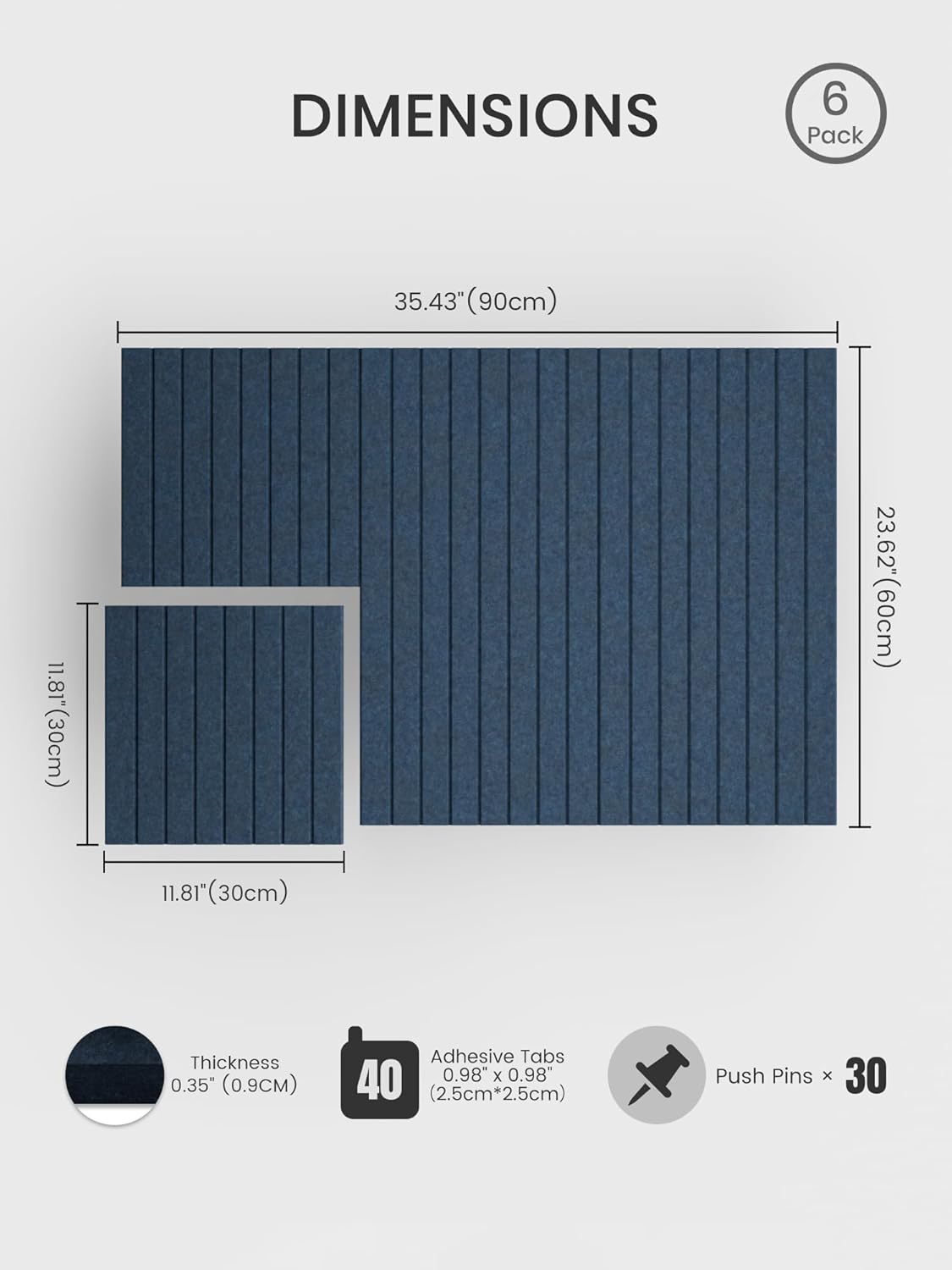Bumusty Large Cork Board Alternative-48 x 36" Felt Bulletin Board Tiles, with 30 Pushpins, 70 Adhesive Tabs, Fine-Stripe 12-Pack, Cork Boards for Office Push Pin Board Felt Board-Oatmeal