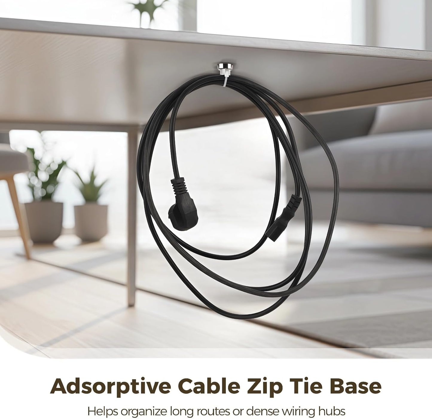 Magnetic Cable Zip Tie Mounts, 25 Pcs Magnets with 100 Pcs Cable Zip Ties, Multipurpose Magnetic Cables Holder for Cables Management, Wire Management Bases