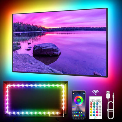 KANTUTOE LED Lights for TV, 16.4ft TV LED Backlight for 45-75 Inch TVs, RGB TV Backlight Behind with Music Sync, Smart APP and Button Control Strip Lights USB Powered for Bedroom/Gaming