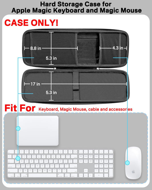 RAIACE Hard Storage Case Compatible with Apple Magic Keyboard + Magic Mouse. (Case Only) - Black