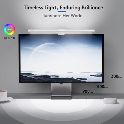 Quntis Computer Monitor Light Bar with Remote, Eye-Care Monitor Light Backlight Desk Lamp for Home Office Gaming, Stepless Dimming Brightness and Color Temperature, No Screen Glare, Gray