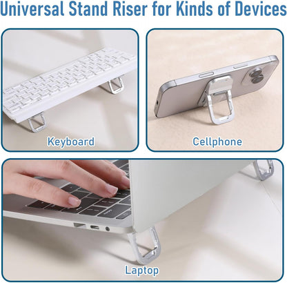 Bewudy 2 Pcs Portable Keyboard Stand, Dual Tilt Angle Adjustment, Foldable Laptop Riser, Self-Adhesive Feet for Most Keyboards (Black)