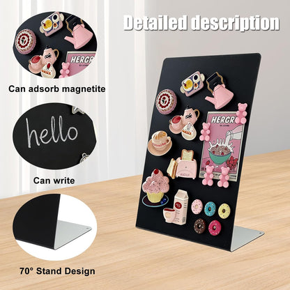 FLWAL Magnetic Bulletin Board, 13*9 Inch Magnetic Metal Desktop Memo Display Bard with Bracket, Suitable for Back to School Menu Table, Home Kitchen, School and Office Supplies (white, Large,2 Pack)