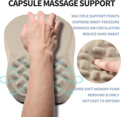 Ergonomic Raised Mouse Pad Wrist Support with Bilateral Slope Memory Foam Mousepad for Wrist Rest and Carpal Tunnel Pain Relief 11.8x7.9〃 Black