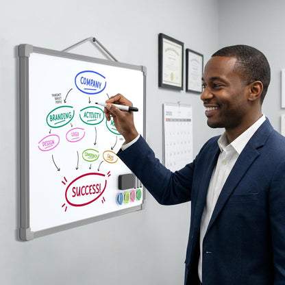 MaxGear Double-Sided Dry Erase Board for Wall, 16"x12" Hanging Whiteboard, Small Dry Erase White Board with 3 Markers and 4 Magnets, Portable Whiteboard for Planning, Drawing, Memo, to Do List