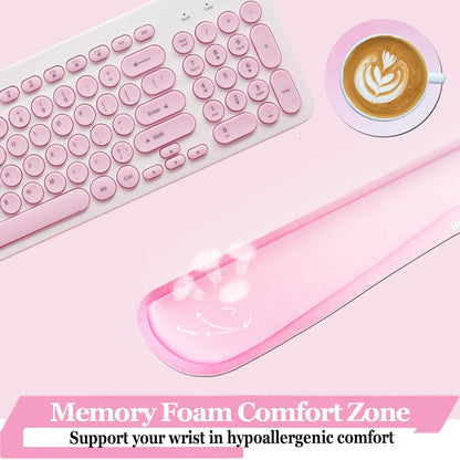 Keyboard Wrist Rest, BamLue Memory Foam Pad Set for Easy Typing & Pain Relief for Laptop, Office & Home, Ergonomic Sets for Keyboard, Gel Mouse Wrist Rest, Smooth Fiber Cushion Wrist Support-Black