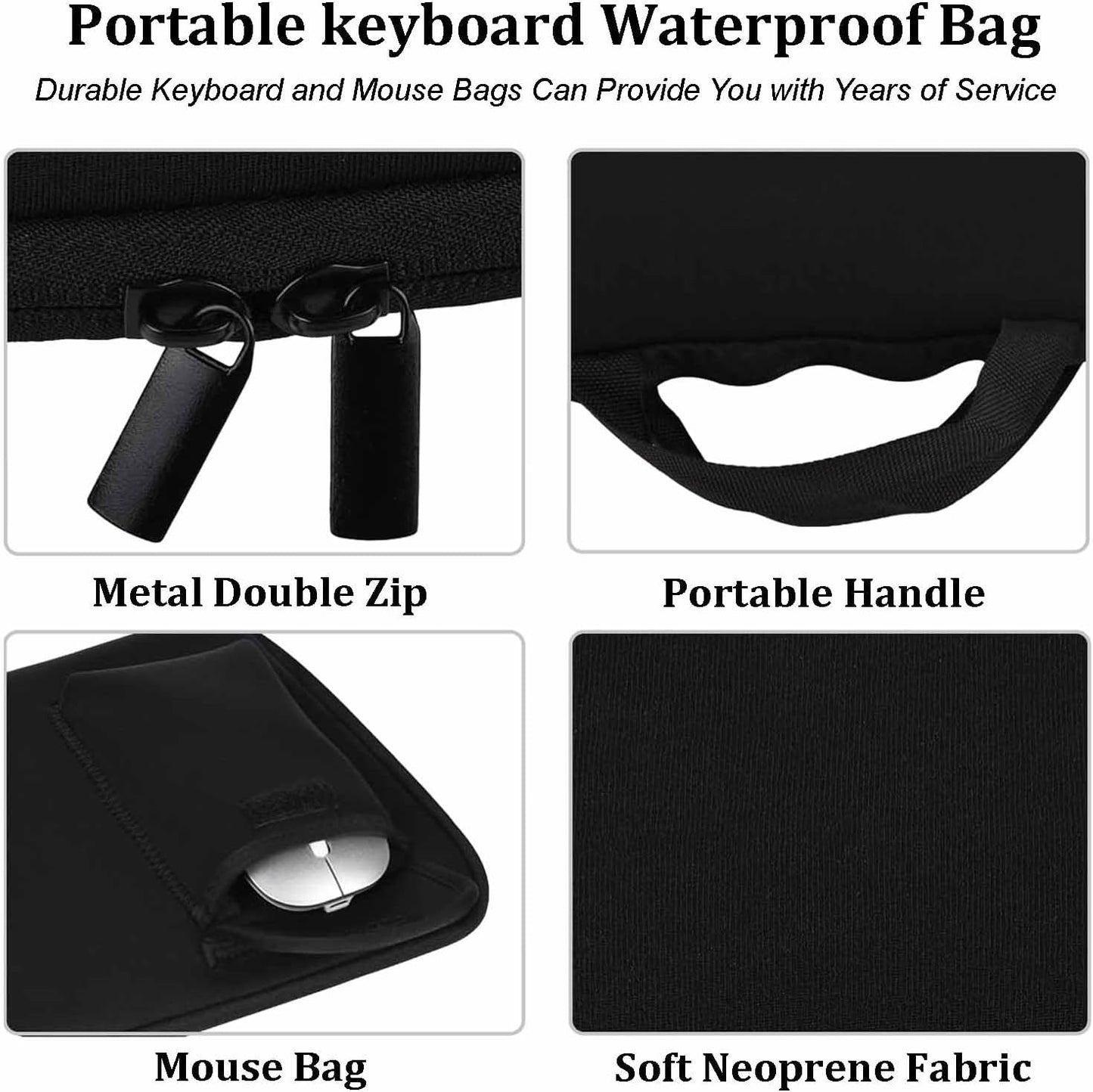 Wireless Keyboard Mouse Sleeve Travel Case Neoprene Shockproof Protective Keyboard Case for Logitech MK270 Wireless Keyboard And Mouse Combo (Black)