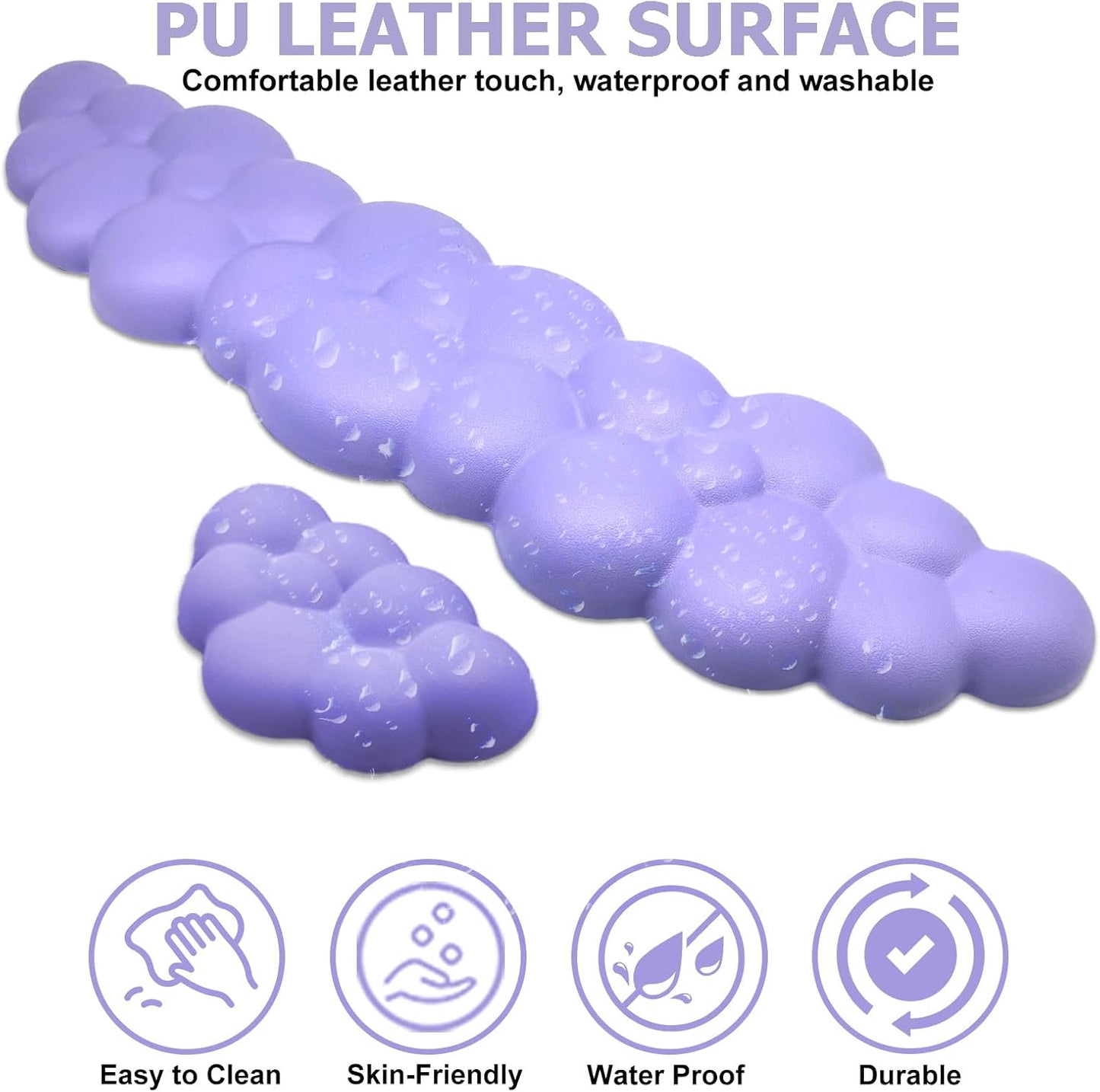 Cloud Wrist Rest Keyboard, PU Leather Memory Foam Wrist Rest for Computer Keyboard, Ergonomic Keyboard Wrist Rest and Cute Mouse Wrist Rest for Gaming,Office,Computer,Typing Pain Relief,Pastel Green