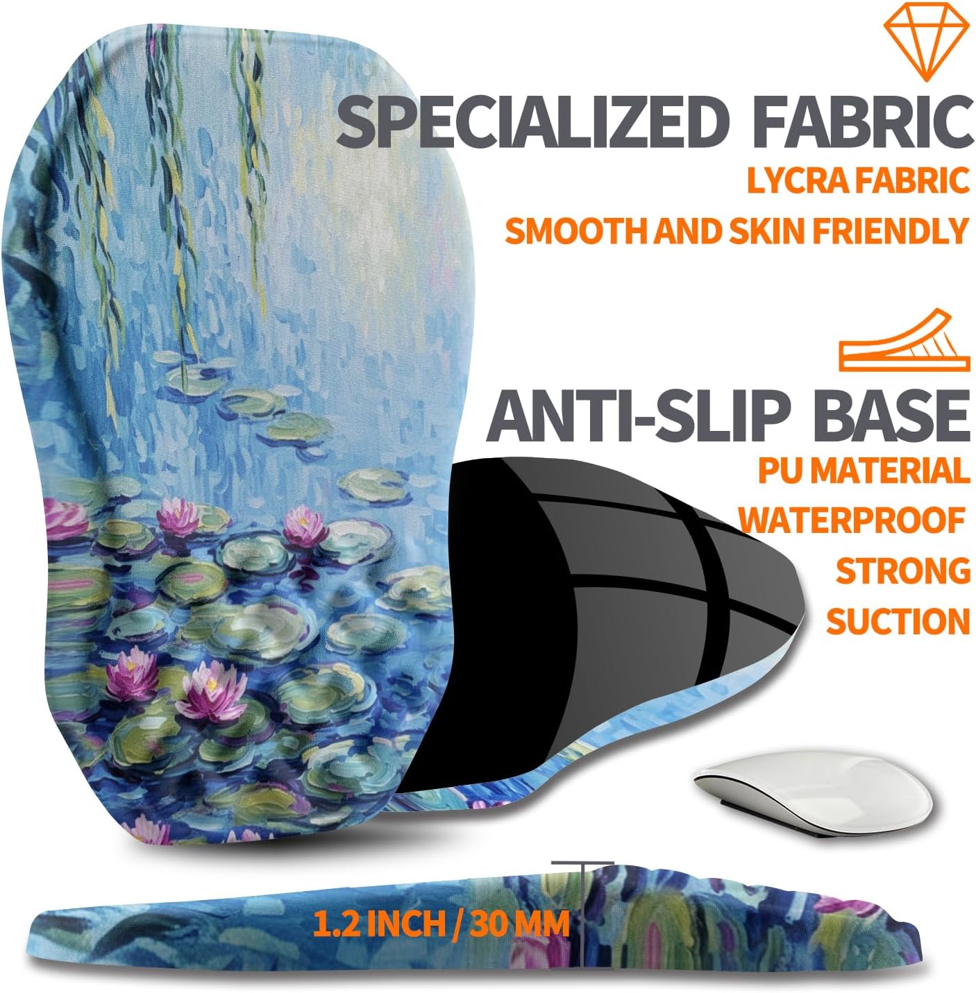 Ergonomic Slope Mouse Pad Wrist Support, Wrist Rest Mousepad for Carpal Tunnel Pain Relief with Massage Bulge and Slow Rebound Memory Foam (12x8 inch, Black)