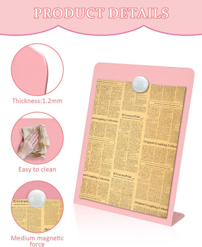 Magnet Board - Pink, 11 x 12.6 x 2.4 in, Standing Magnetic Board for Desk, Magnetic Display for Memos, Photos & Documents, Bulletin Board for Home Office School Kitchen Table Supplies(PK-FX2832-1P)