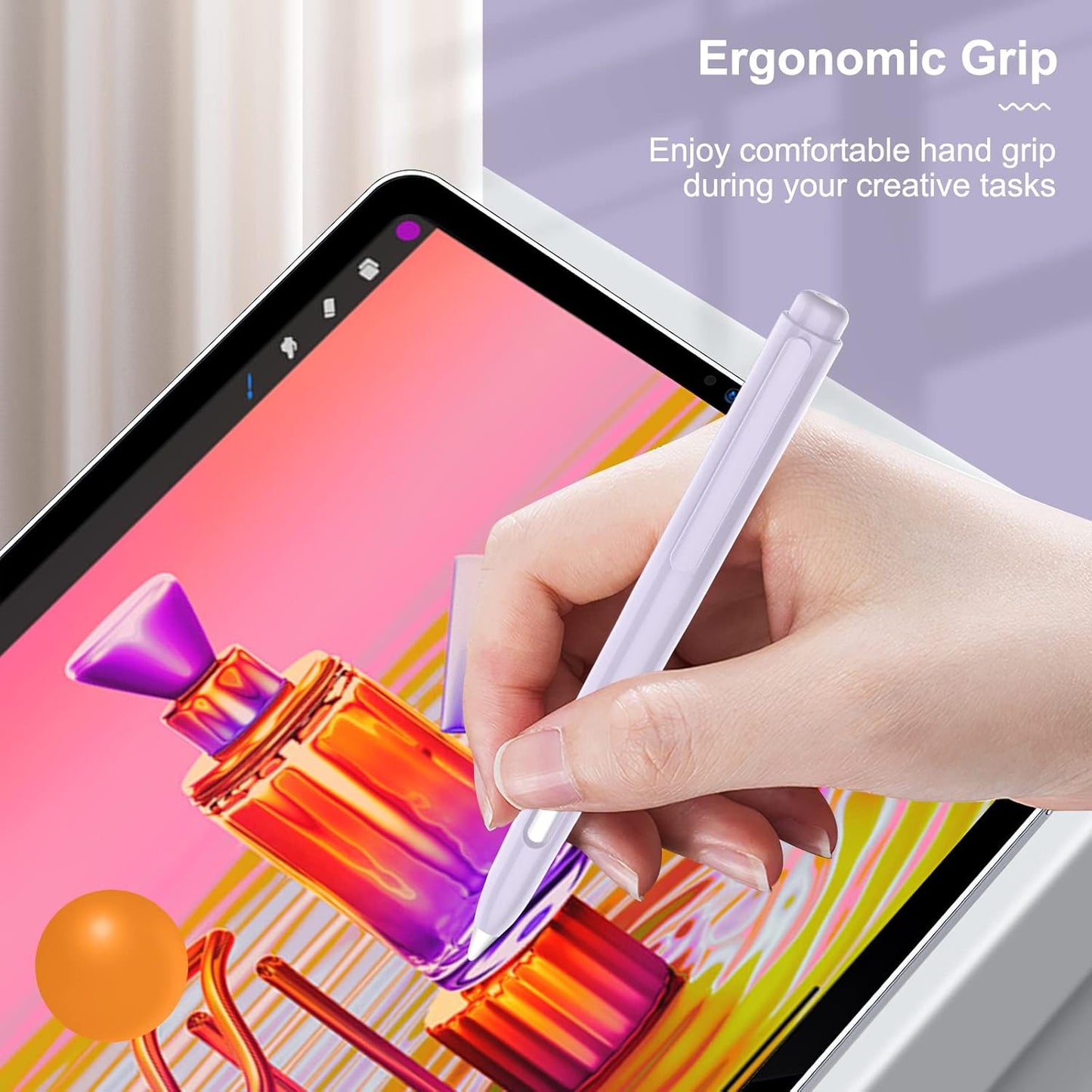 MoKo Holder Case Compatible with Apple Pencil 2nd Generation, Retractable Protective Apple Pencil Cover with Sturdy Clip, Hard PC Apple Pencil Case, Support Double-Tap, Dark Purple