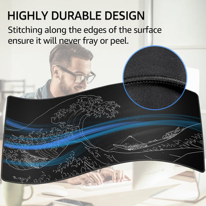 KTRIO Large Gaming Mouse Pad Desk Mat, Superior Micro-Weave Cloth for Precise Mouse Control, Non-Slip Rubber Base, Stitched Edges, Water-Resistant, for Gamer, Office & Home, 31.5" x 11.8" inches