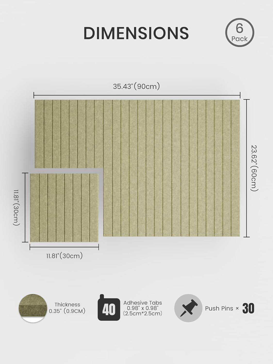 Bumusty Large Cork Board Alternative-48 x 36" Felt Bulletin Board Tiles, with 30 Pushpins, 70 Adhesive Tabs, Fine-Stripe 12-Pack, Cork Boards for Office Push Pin Board Felt Board-Oatmeal