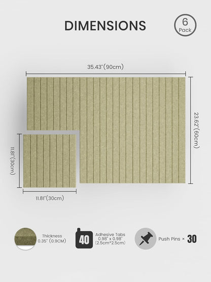 Bumusty Large Cork Board Alternative-48 x 36" Felt Bulletin Board Tiles, with 30 Pushpins, 70 Adhesive Tabs, Fine-Stripe 12-Pack, Cork Boards for Office Push Pin Board Felt Board-Oatmeal