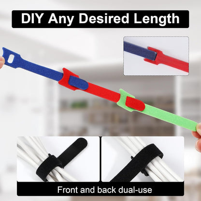 150PCS Cable Ties, 4+6+8+10 inch Multi-Colour Straps for Cable Management, Adjustable Fastening Cord Wraps, Multi-Purpose Reusable Hook and Loop for Home, Office and Garage