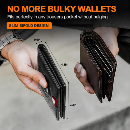 Wallet for Men Slim RFID Blocking Bifold Carbon Fiber,Minimalist Small Compact Front Pocket Credit Card Holder,Thin Mens Leather Wallets Smart Security With 2 ID Windows 1 Cash,Birthday Gifts for Men