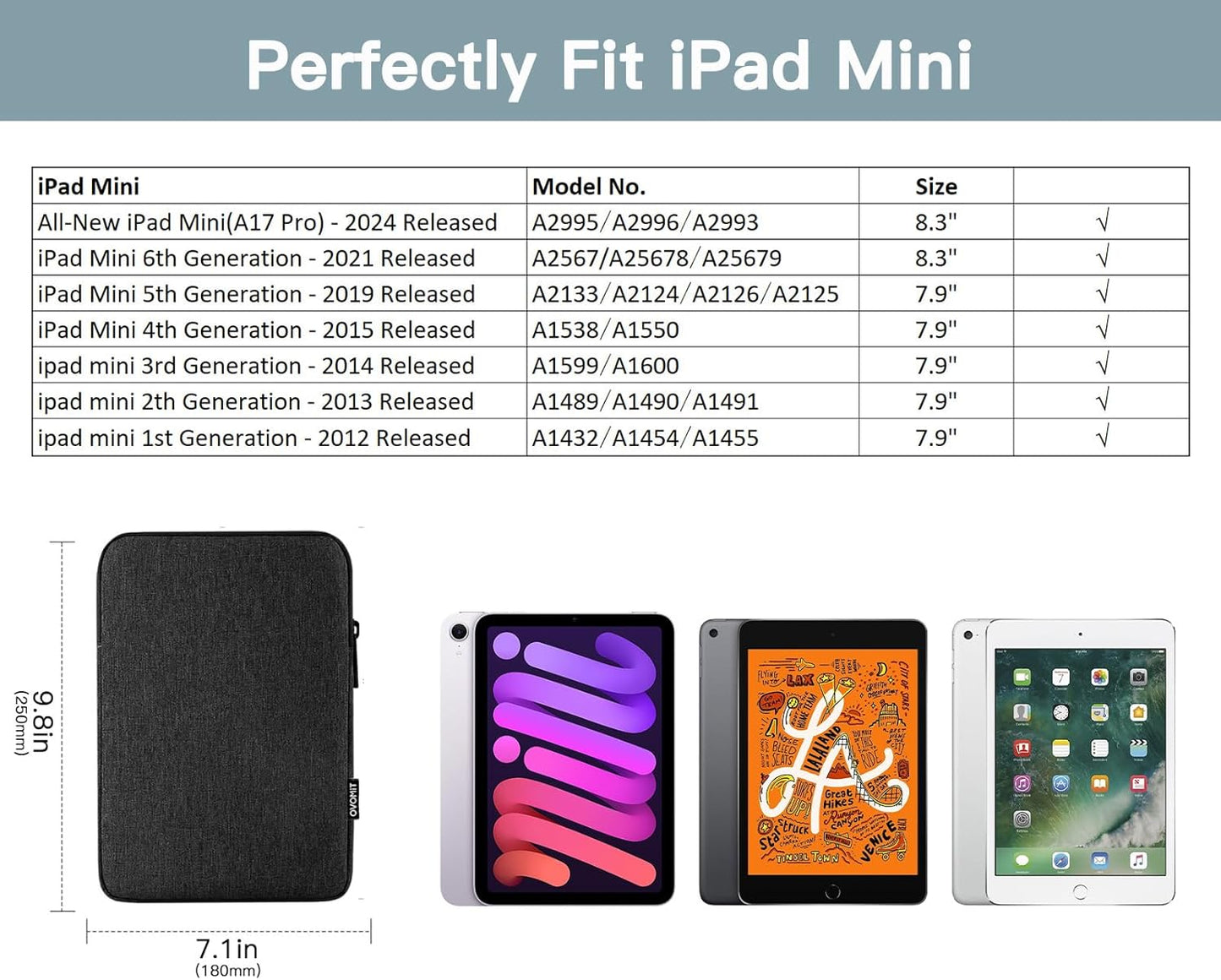 TiMOVO 9-11" Tablet Sleeve Bag for iPad 11-inch A16 2025, iPad 10.9"/10.2"| Air 11 Inch/5th/4th Gen. 10.9", Galaxy Tab A9+/A11Plus 11", Protective Bag Fit Smart Keyboard, Dusty Blue