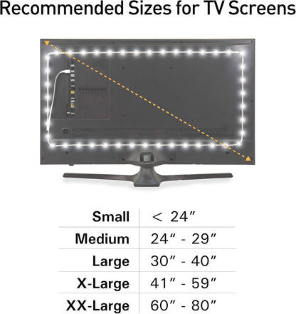Luminoodle Color Bias Lighting, USB TV and Monitor Backlight LED Strip Lights Kit with Dimmer, Remote - 6.6 ft for 24" to 60" TV - Medium