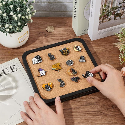 BENECREAT Pin Board Square Cork Board, 0.8inch Thick Bulletin Display Board Wall Mounted Cork Board for Brooch Pin Storage, Office Home Festival Wedding Decor, 7.8x7.8inch