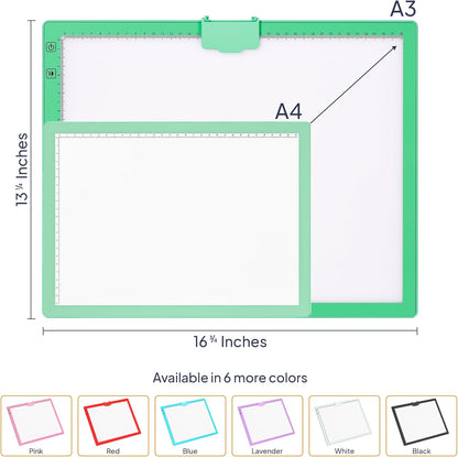 iVyne Rechargeable A3 Light Pad for Diamond Painting - LED Light Board for Weeding & Tracing - Diamond Art Light Pad - Ultra-Thin & Portable - Perfect for Artists & Crafters - Blue
