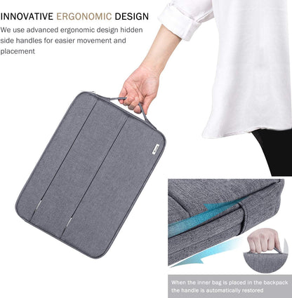 Voova 15.6 16 Inch Laptop Sleeve Case Compatible with MacBook Pro 16 M1/M2/M3/M4 Max 2019-2025, 15.6-16” Hp Lenovo Acer Asus, Waterproof Slim Computer Bag Cover with Handle, Grey