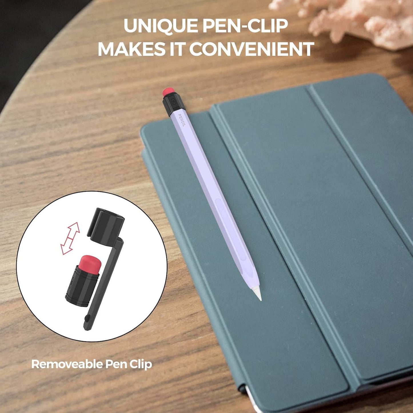 TRONWIN iPencil Case Sleeve Silicone Protective Cover Perfect Grip Skin Classic Design with Sturdy Clip Compatible with Apple Pencil 2nd Generation (Classic)