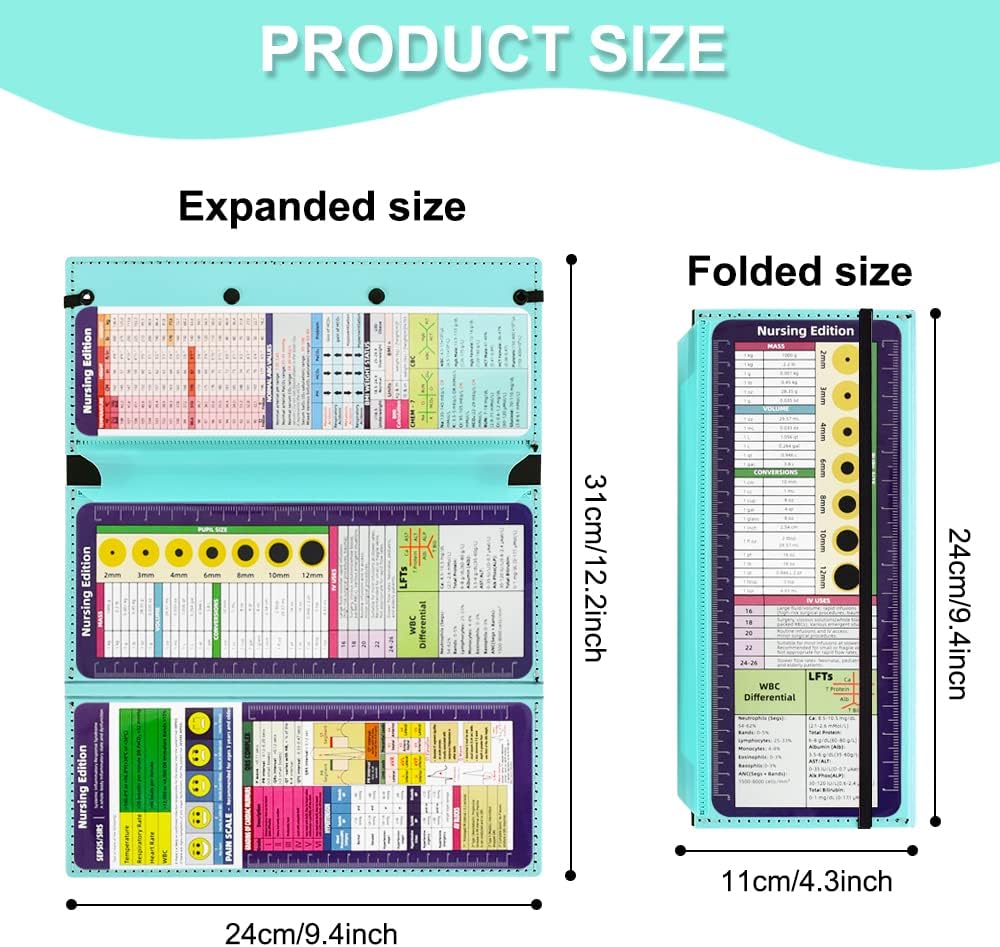 Vuzvuv Nursing Foldable Plastic Clipboard 3 Layers with Medical Edition Cheat Sheets, Pink Pocket Foldable Nurse Clip Boards Notepad for Students,Doctors and Medical Staff