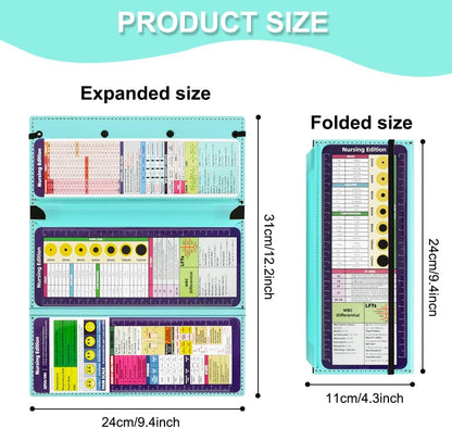 Vuzvuv Nursing Foldable Plastic Clipboard 3 Layers with Medical Edition Cheat Sheets, Pink Pocket Foldable Nurse Clip Boards Notepad for Students,Doctors and Medical Staff