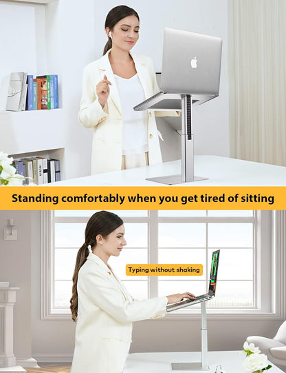 Laptop Stand for Desk, Ergonomic Sitting and Standing Laptop Riser for Notebook MacBook 11-17 Inches，DJ Laptop Stand Adjustable Height from 7-15 Inches Aluminum(Black)