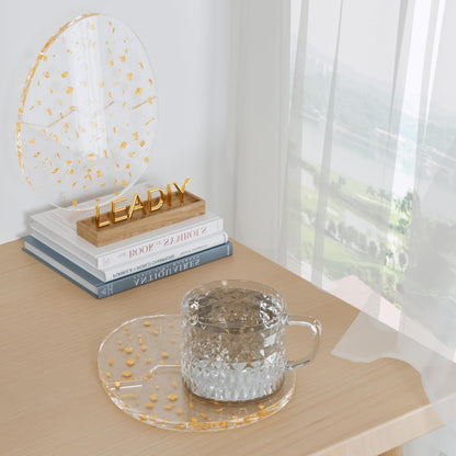 Acrylic Coaster Decorative Plates, Irregular Bar Drink Coaster, Clear Cloud Shape Coffee Cup Coaster, Perfect for Tabletop Protection and Accessories Display.(Gold)