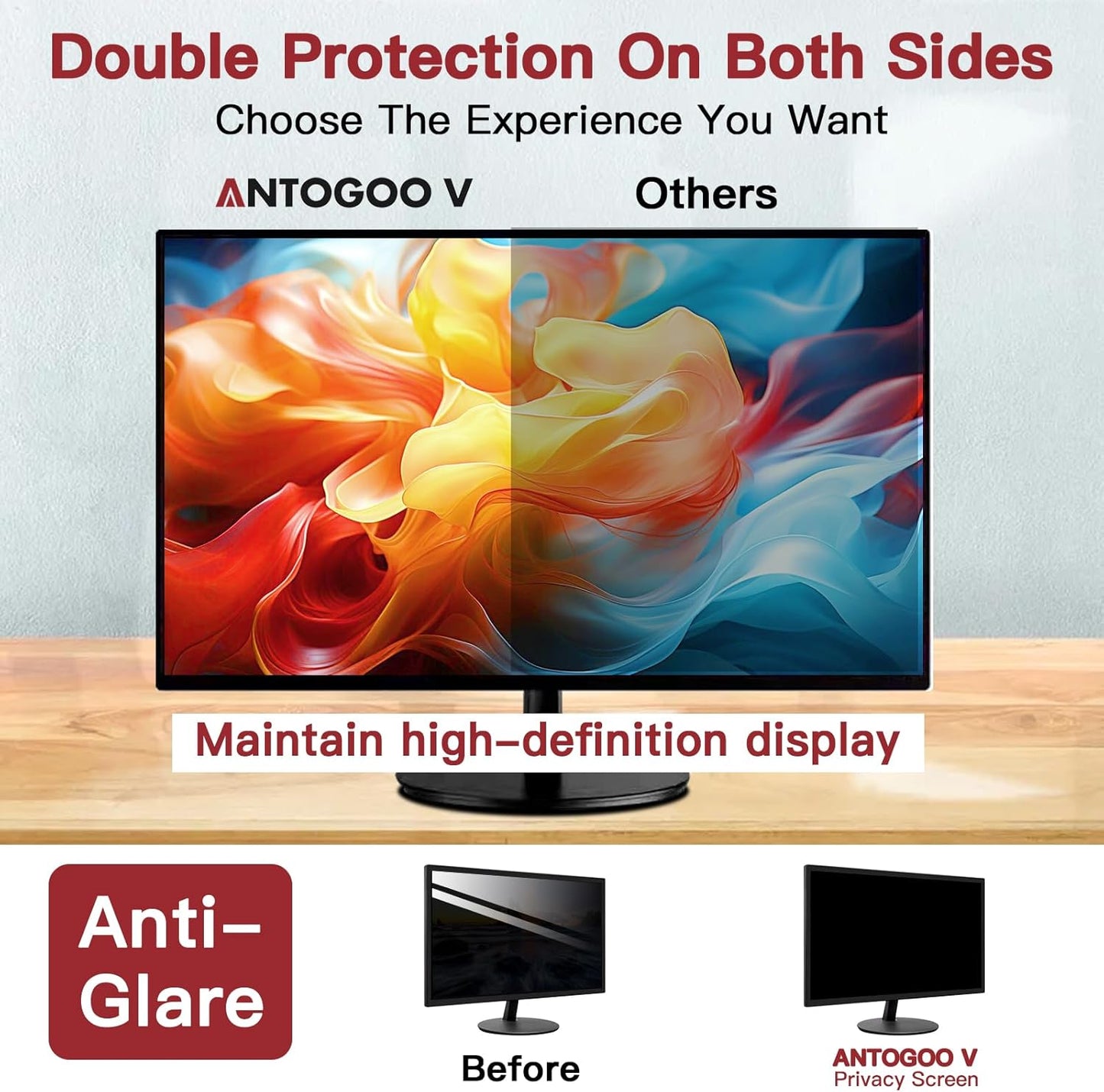 2-Pack Privacy Screen Compatible with MacBook Air 13 Inch (2018, 2019, 2020, 2021, M1), Matte Laptop Privacy Screen Anti Glare Blue Light Filter for Mac 13In