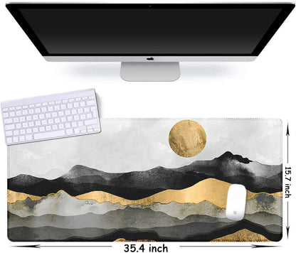 iCasso Desk Cover Mat, Office Mouse Pad, Desk Protector Mat, Extra Large Matt for Desktop,Anti-Slip XXL Big Mousepad with Stitched Edges for Computer Keyboard Retro Black - Colors A