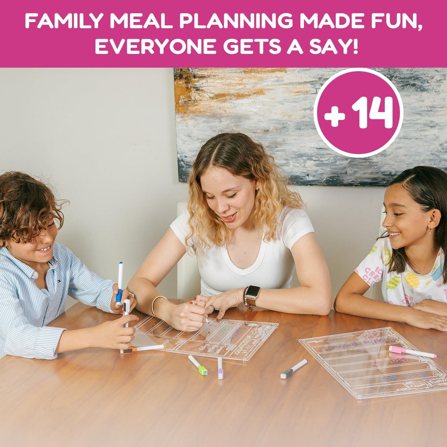 CHALKY CROWN Magnetic Dry Erase Menu Board for Fridge Includes 4 Liquid Chalk Markers - Weekly Meal Planner Blackboard, Grocery List & Notepad for Kitchen Refrigerator - Chalkboard Magnet 15.6" x11.6