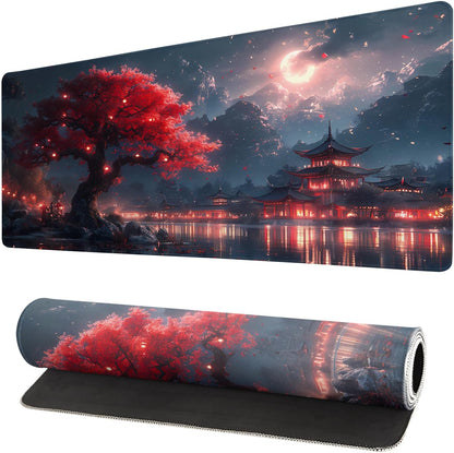 Japanese Mouse Pad, Large Japanese Desk Mat, XL Anime Gaming Keyboard Mat, Non-Slip Rubber Base, Big Extended Desk Protector for Home Office, 31.5”x11.8”