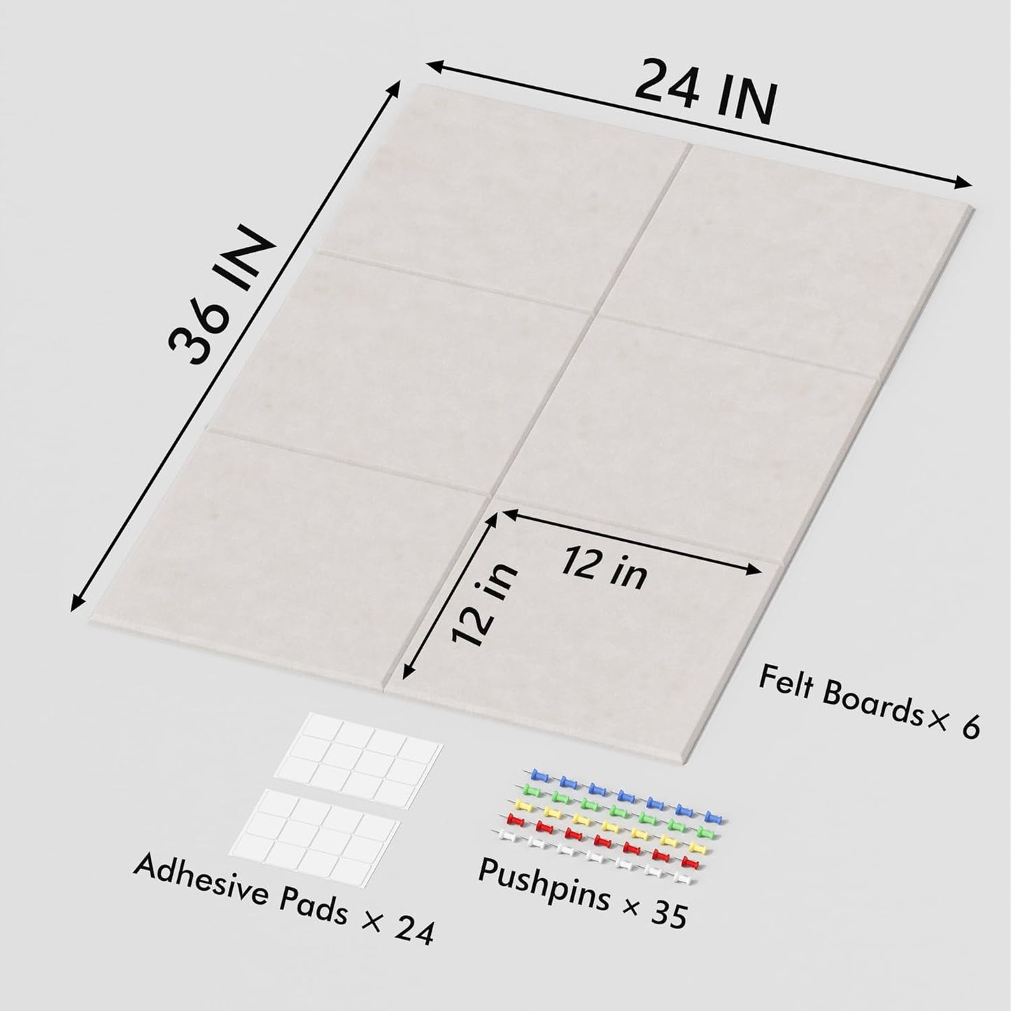Neatsure Large Cork Board for Wall, Black Felt Bulletin Board with Pushpins, 36" x 24" 6 Panels Wall Tiles, Tack Push Pin Boards for Office