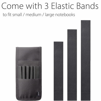 diodrio Pen Holder, Pencil Holder, Pen Sleeve Case for Hard Cover Journals, Notebooks, Books, Binders, Hold Multi Pens Pencils Rulers Durable Fabrics, Detachable, Elastic Band. Black.