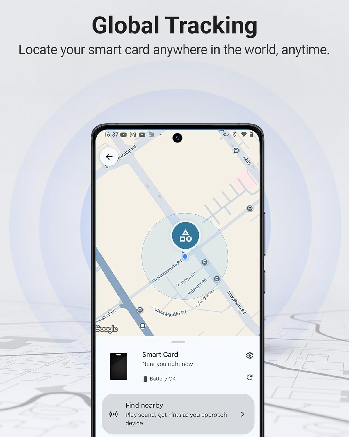 Android Wallet Tracker Card, Smart Card (Android Only), GPS Wallet Finder, Airtag Tracking Card, Compatible with Google Find Hub App