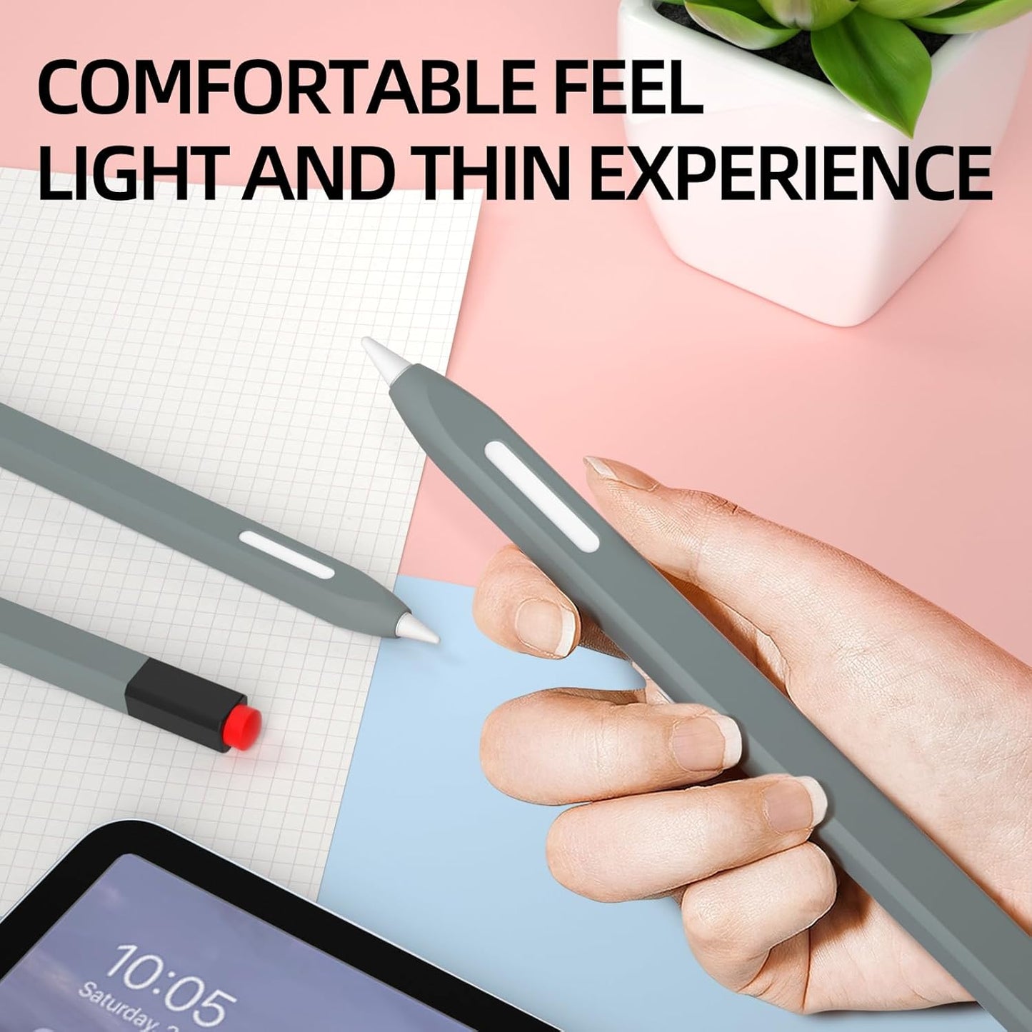 AZF Pencil Case Compatible with Apple Pencil 2nd Generation Case, Two Color Pen Cap Match, Silicone Comfort, Compatible with Magnetic Charging and Double Click. (Lavender Purple)