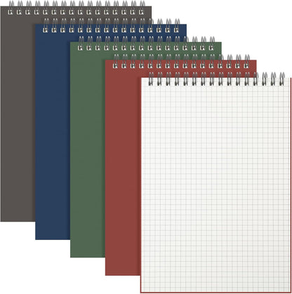 Engrowtic 6 Pack Graph Paper Spiral Notepad A5 Top Wirebound Notepad Grid Notebook Steno Pad Memo Notebook Grid Paper 140 Pages for Writing Sketching Drawing Office Supply (Black)