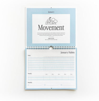 Free Period Press Habit Tracker Calendar & To Do List Planner, Spiral Bound Habit Tracker with Writable Goals, 12 Months Undated, 8"x10”