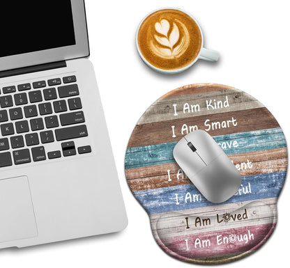 LIMKRIAN Cat Ergonomic Mouse Pad with Wrist Rest, Gaming Mouse Pad with Wrist Support, Funny Mouse Pads for Desk, Computer Mousepad with Non-Slip Pain Relief PU Base, Cute Office Desk Accessories