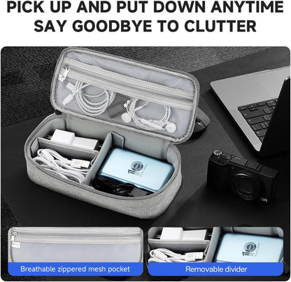 Teskyer Tech Organizer Pouch – Portable Waterproof Electronics Bag with Compartments for Cables, Chargers, Earbuds & Phone (Black)