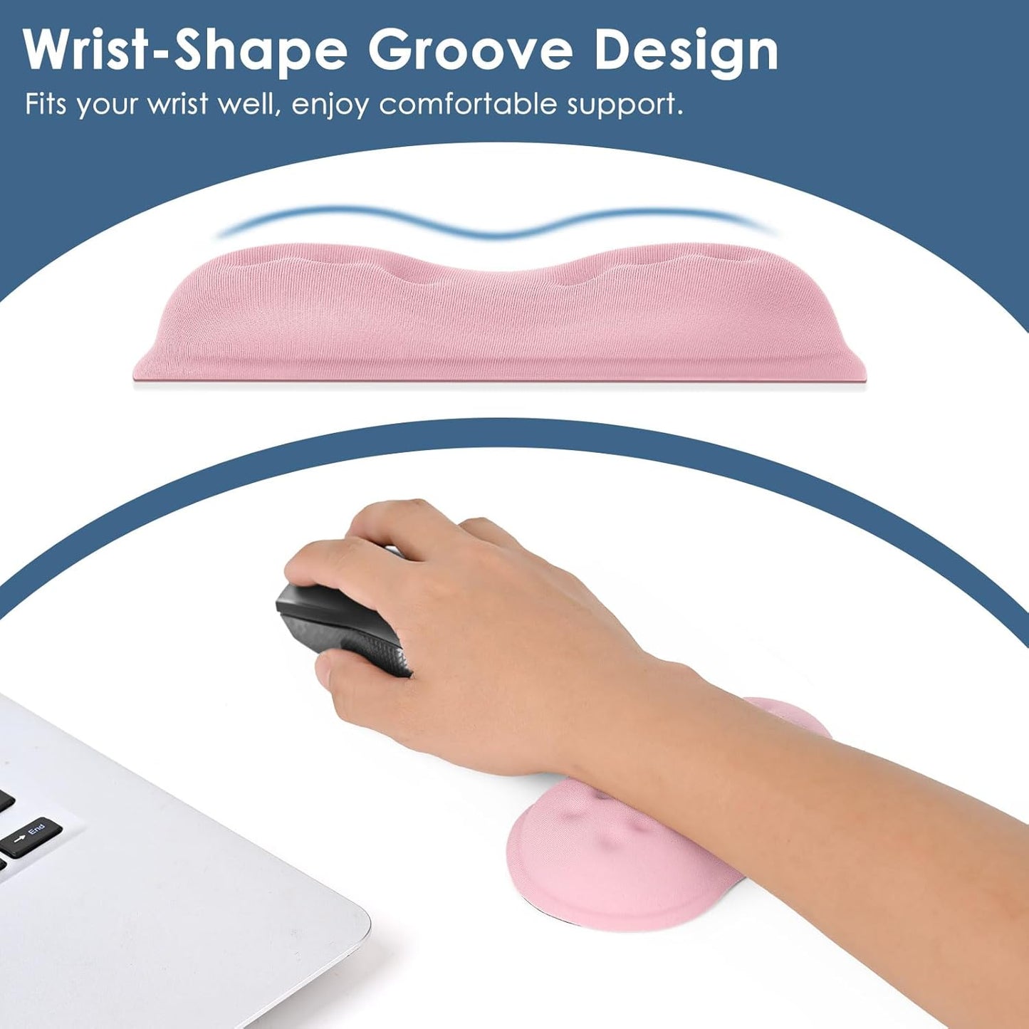 VANKEY Mouse Wrist Rest, Desk Wrist Pad for Mouse, Comfortable Computer Mouse Wrist Support, Ergonomic Wrist Rest with Memory Foam Fillings, Non-Slip Base (Black)