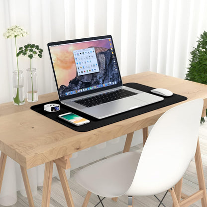 Hsurbtra Desk Pad, 23.6" x 13.8" PU Leather Desk Mat, M Extended Mouse Pad, Waterproof Desktop Blotter Protector, Non-Slip Ultra Thin Small Laptop Keyboard Writing Mat for Office Home, Pink