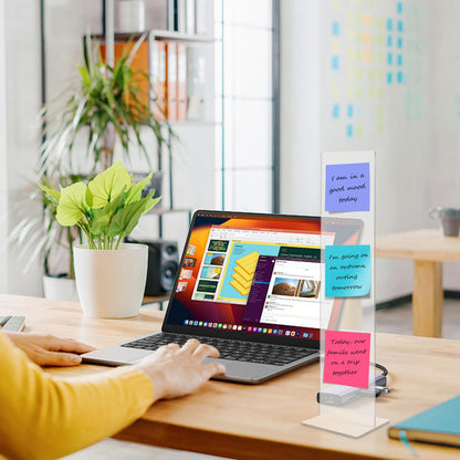 Detachable Acrylic Monitor Memo Board & Memo Message Board Holder by Computer Screen Sticky Note Stand Message Panel Reminder for Office Desk Accessories.2PCS Clear