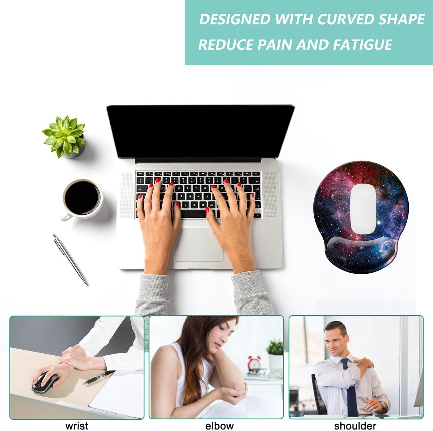 Mouse Pad with Wrist Support, Ergonomic Mouse Pad with Memory Foam Wrist Rest Cushion, Non-Slip Rubber Base Gaming Mice Pad for Home Office Computer Laptop, Flowers Grass